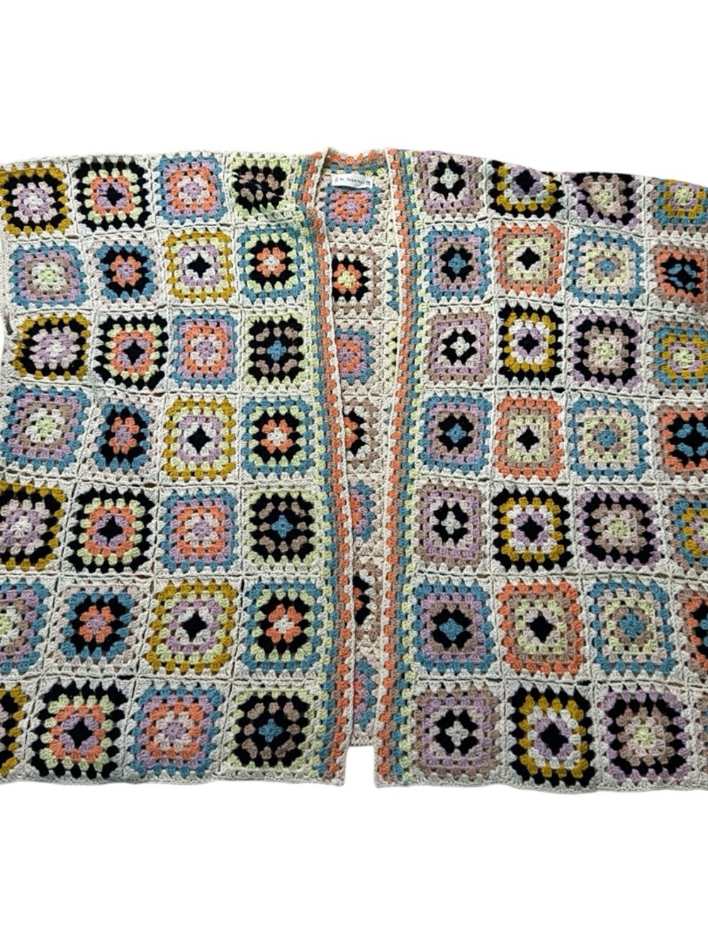 By Together  Crochet Granny Square Cardigan Pastel Multicolor One Size New - Picture 5 of 5